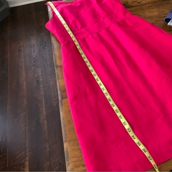 J Crew Hot Pink Cotton Summer V Back Tie Neck Fit & Flare Dress Sz 6 - Picture 6 of 7